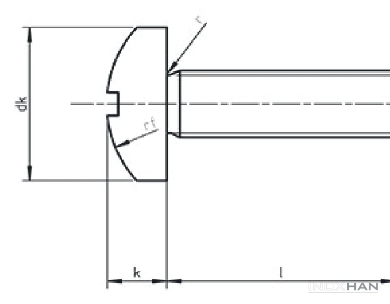 INOX Yıldız Silindir Başlı Metrik Vida teknik çizimi