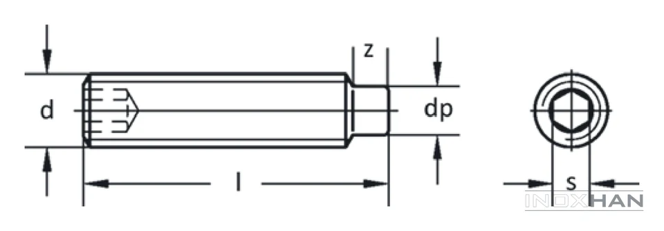 INOX Dog Point Setskur teknik çizimi