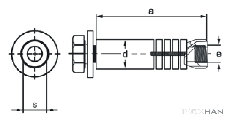INOX Çekme Dübel teknik çizimi